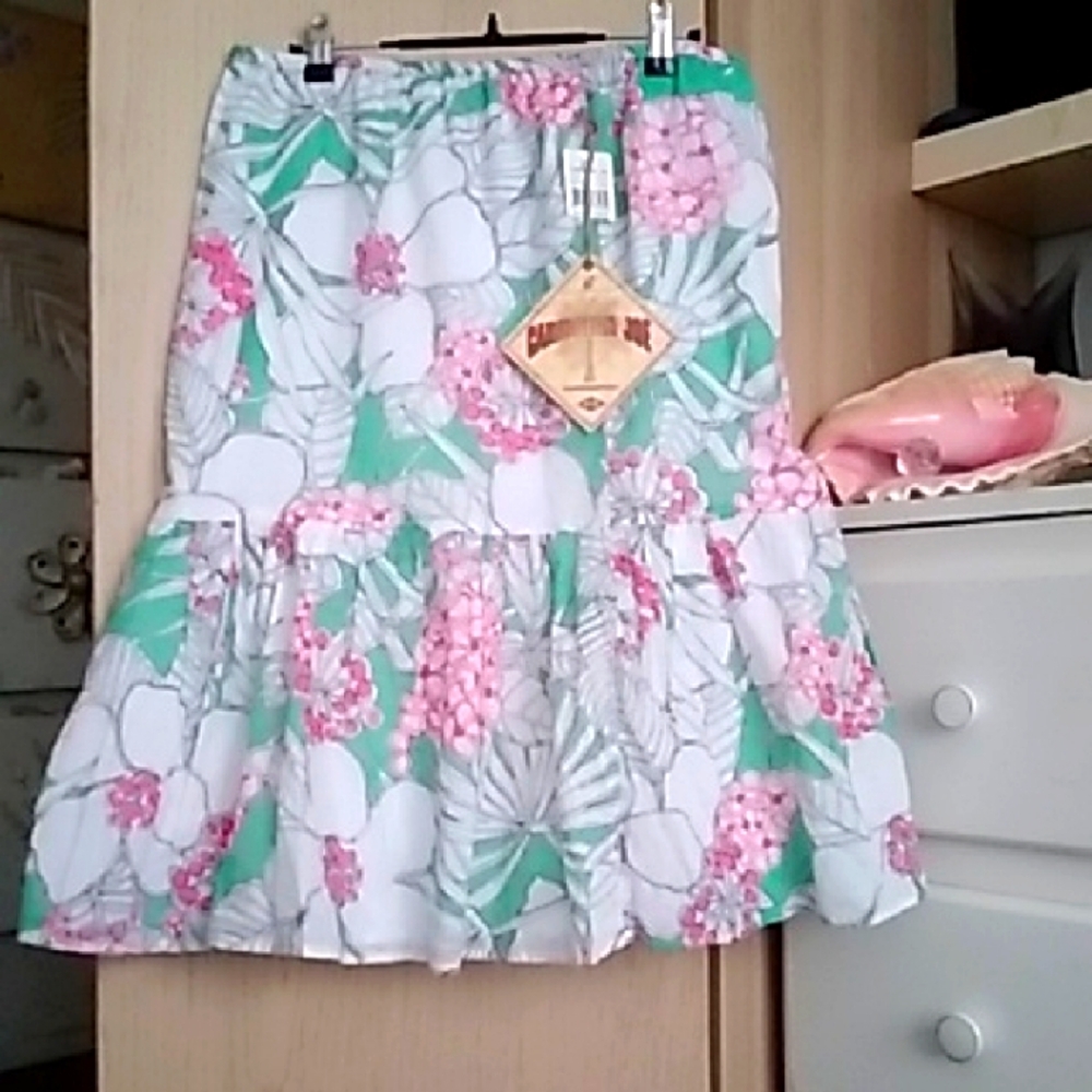 Carebbean Joe Floral  Skirt Sz L